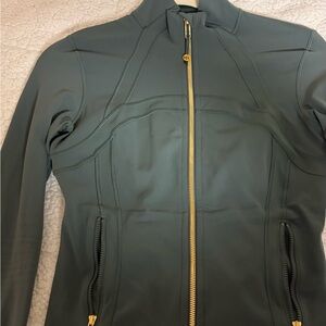 Lululemon Athletica Dark Green Jacket with Gold Zippers